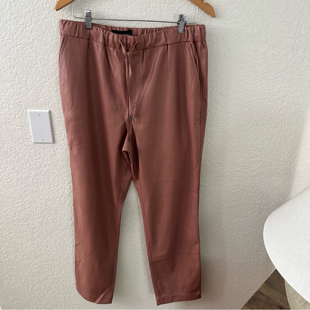 Wildfang The Empower Vegan Leather Drawstring Pant Rose Brown
